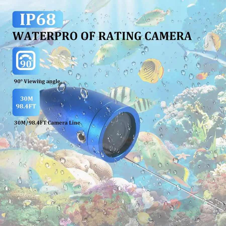 Fishing Camera, 7 IPS Monitor, Infrared Night Vision, 98ft 30M Cable Fish Finder Waterproof Portable Fish Camera for Ice, Lake,