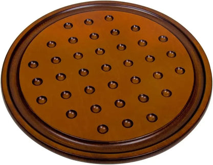 Wood Finished Solitaire Board Game with 36 Natural Balls