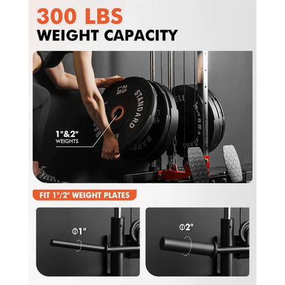 Wall Mount Cable Station, Crossover Machine with Dual Pulley System Positions for Home Gym Fitness Equipment