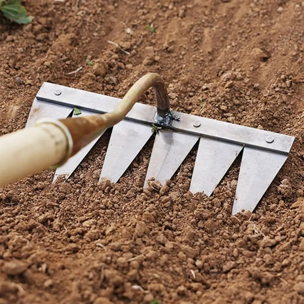 5-Tooth Garden Weeding Hoe and 6-Tooth Rake - Premium Agricultural Tools for Efficient Weed Removal