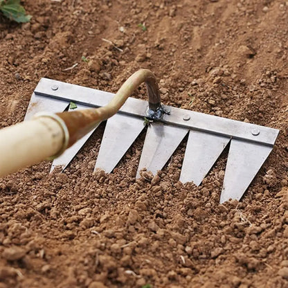 5-Tooth Garden Weeding Hoe and 6-Tooth Rake - Premium Agricultural Tools for Efficient Weed Removal