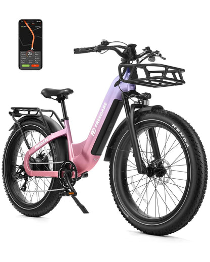 FREEDARE Electric Bike for Adults 750W BaFang Motor,48V20Ah Battery,GPS Smart App Mountain Ebike 26x4 Fat Tire Electric Bicycle