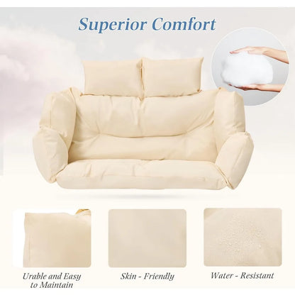 eco-friendly patio double egg chair, outdoor and indoor oversized loveseat, 2 person extra large wicker lounge rocking chairs