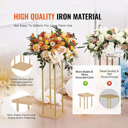 12Pcs Wedding Centerpiece Flower Stand for Table 23.6 in Gold Flower Vases for Events Paty Display Stand Metal