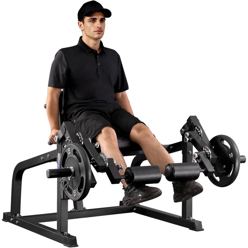 Leg Extension and Curl Machine, Adjustable Home Gym Equipment Compatible with 1''  2'' Weight Plate