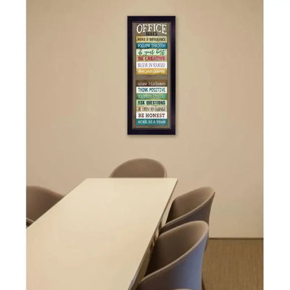Office Rules Framed Print in Black Frame, Ready to Hang Wall Art for Home or Office Decor