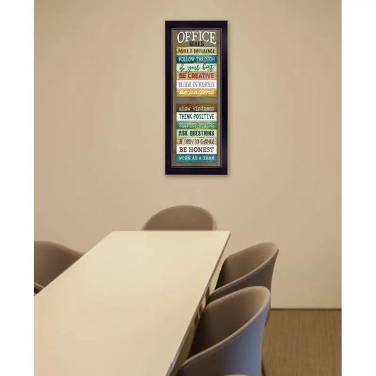 Office Rules Framed Print in Black Frame, Ready to Hang Wall Art for Home or Office Decor