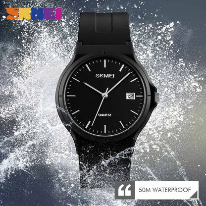 SKMEI Reloj Mujer Fashion Ladies Casual Sports Couple PU Strap Calendar Women Top Luxury Wristwatch Lady Large Dial For Women