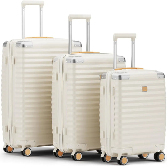 Joyway 1/3pcs Travel Luggage Suitcase, TSA Lock, Durable Lightweight PP Hard Shell Suitcase, Side Hooks, Corner Protectors