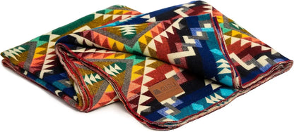 Large Wool Blanket Throw, Handmade in Ecuador, Ultra-Soft & Hypoallergenic, 94" x 78", Rainbow Colors