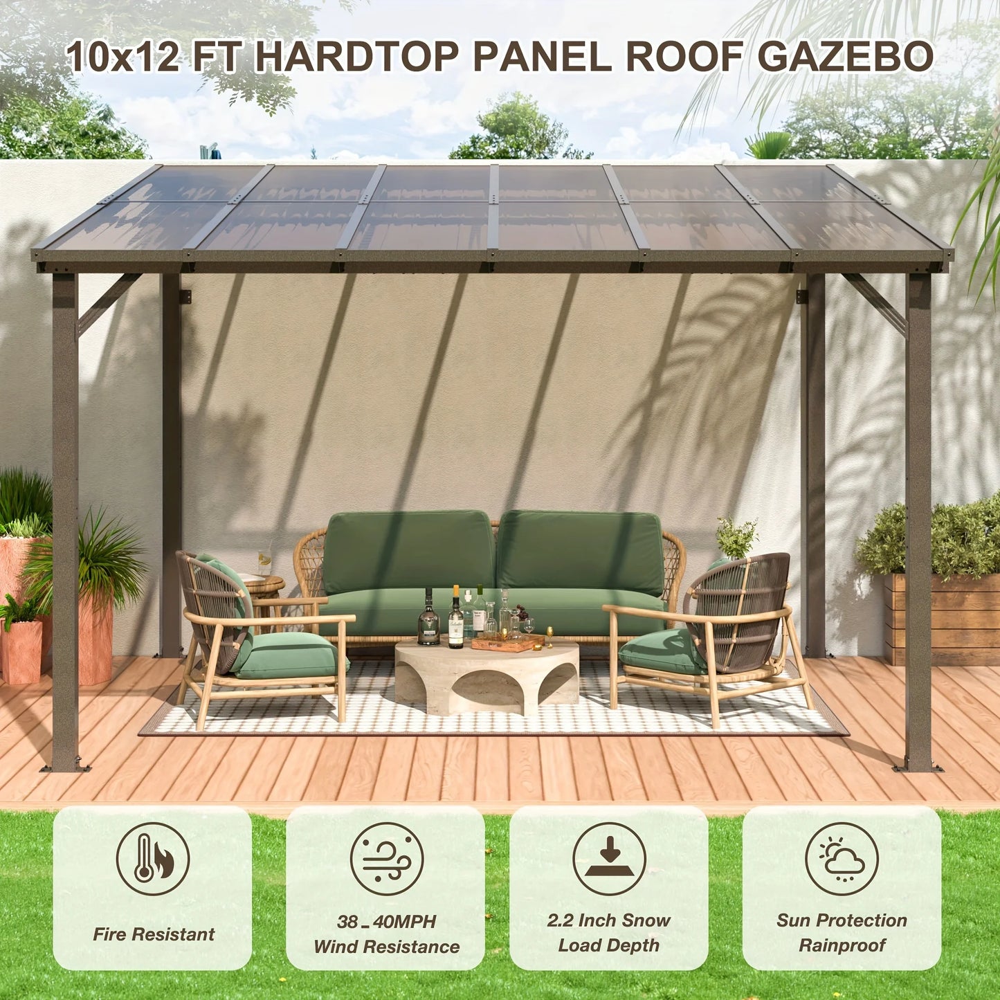 POLAR AURORA 10x12FT Hardtop Gazebo, Aluminum Frame & Galvanized Roof  All-Weather Pavilion for Patio, Backyard w/ Easy Assemble