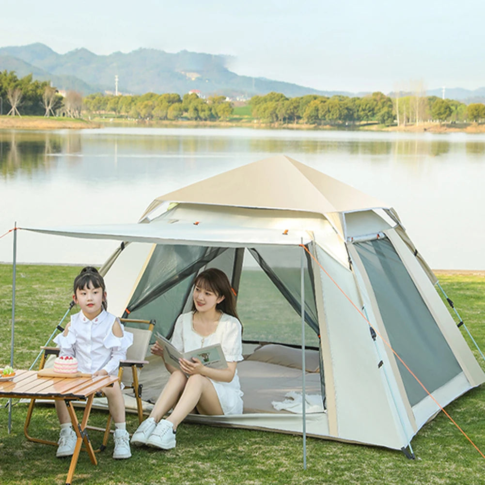 Easy Pop Up Camping Tents Waterproof Two Doors Instant Tent Automatic Quick Opening Backpacking Tent for Family Camping Tent