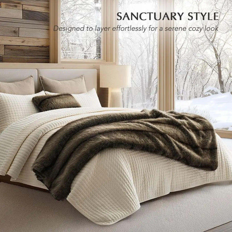 Luxury Faux Fur Throw Blanket, Soft Fluffy Faux Mink Blankets for Bed, Couch, Sofa, Thick Cozy Plush Warm Fur Throws with Revers