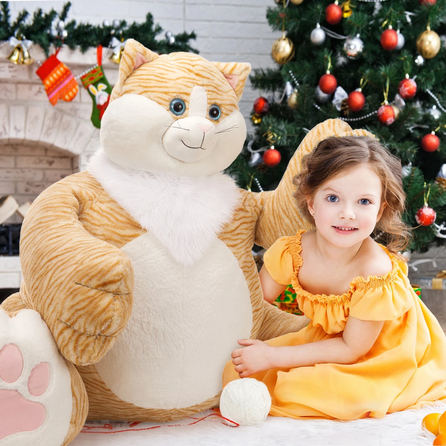 20lbs Giant Big Fat Orange Cat Plush Toy, Large Overweight Cat Stuffed Animal 39.3 inches Huge Cute Jumbo Soft Toys