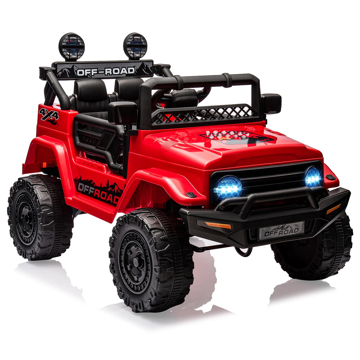 12V Kids Ride On Truck Car With Parent Remote, 3 Speeds, Spring Suspension, LED Lights, Music, Electric Toddler Toy