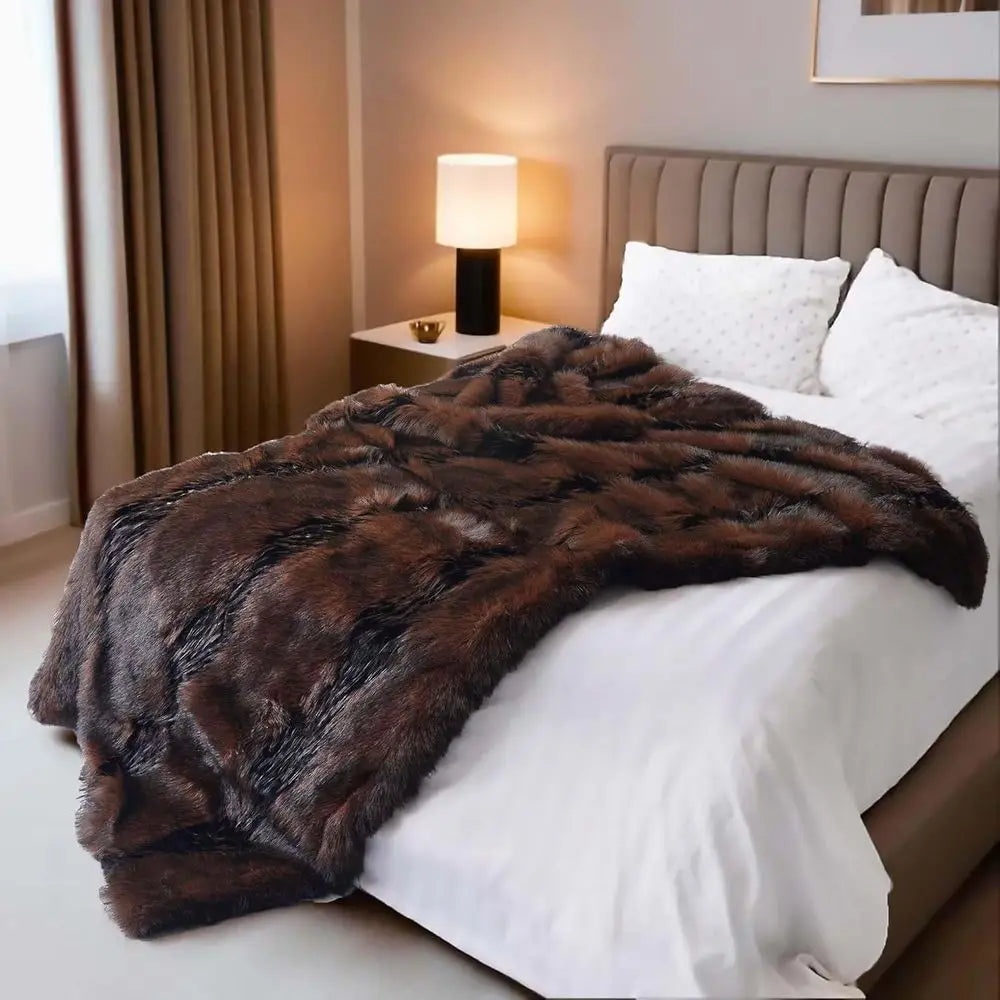 Faux Fur Blanket Luxury Fur Throw Blanket Sofa Fluffy Blanket Super Warm Elegant Cozy Fuzzy Throw Blankets for Couch, Armchair a
