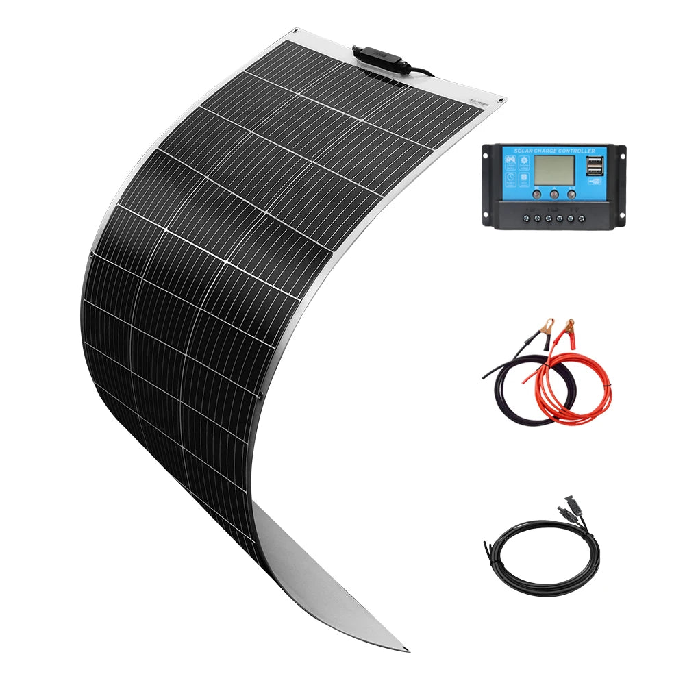 120W 240W 24V 12V Flexible Solar Panel Kit Monocrystalline Cell PV For Battery Home Boat Marine RV Cabin Van Car Uneven Surfaces