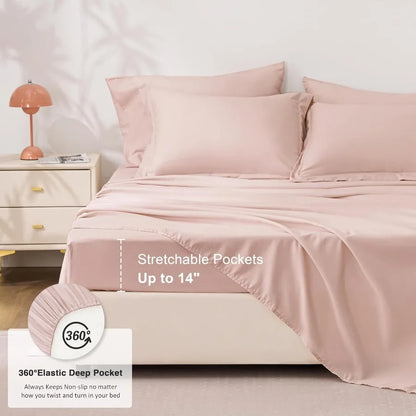 King Size Comforter Set Blush Pink 7 Pieces King Bed in a Bag All Season Bedding with 1 Comforter 1 Flat Sheet 1 Fitted Sheet 2