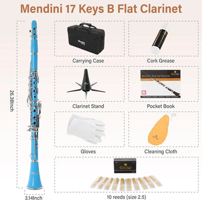 Beginner Bb Clarinet Kit with Hard Case, Reeds, Stand & Accessories in Light Blue