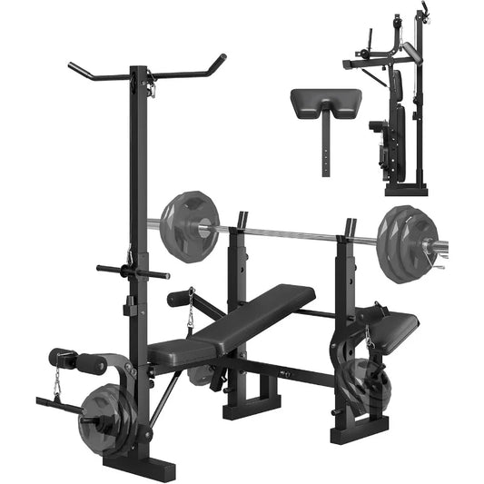 8-in-1 Weight Bench Set for Home Gym, Foldable Workout Benchs