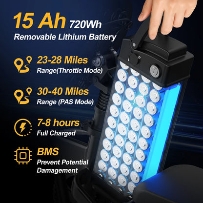 14'' Adult 500W Peak Motor Mini Folding Electric Motorcycle E Bike Electric Bicycle 19.9Mph 10.4AH 15AH Electric EBike for Adult