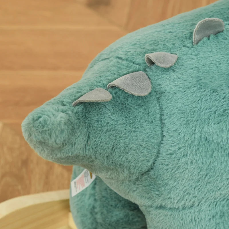 The Dark Green Dinosaur Riding Toy Horse  With Realistic Sound Effects  Is A Plush Animal-filled Toy Suitable For Children