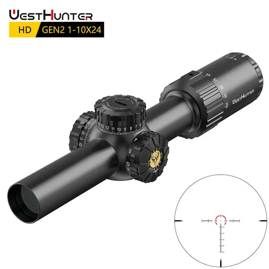 WestHunter HD GEN2 1-10X24 IR Compact Scope LPVO Optical Sights R/G Illumination 1/4MOA Reticle Hunting Riflescope