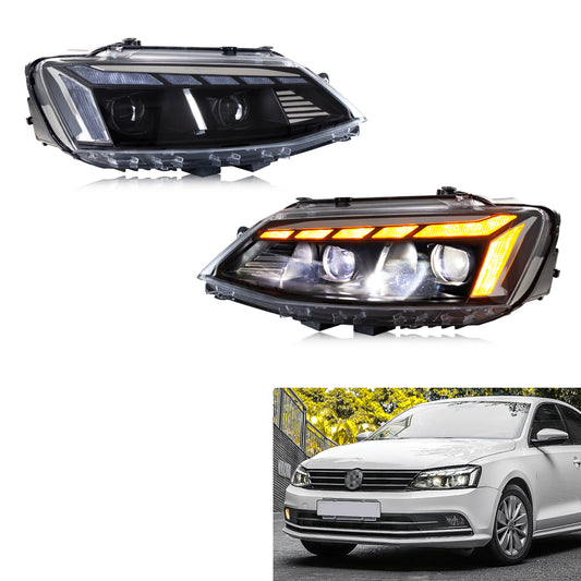 LED Headlights For VW Volkswagen Jetta 2011-2018 MK6 Start-up Animation Sequential Turn Signal Front Lamps Assembly
