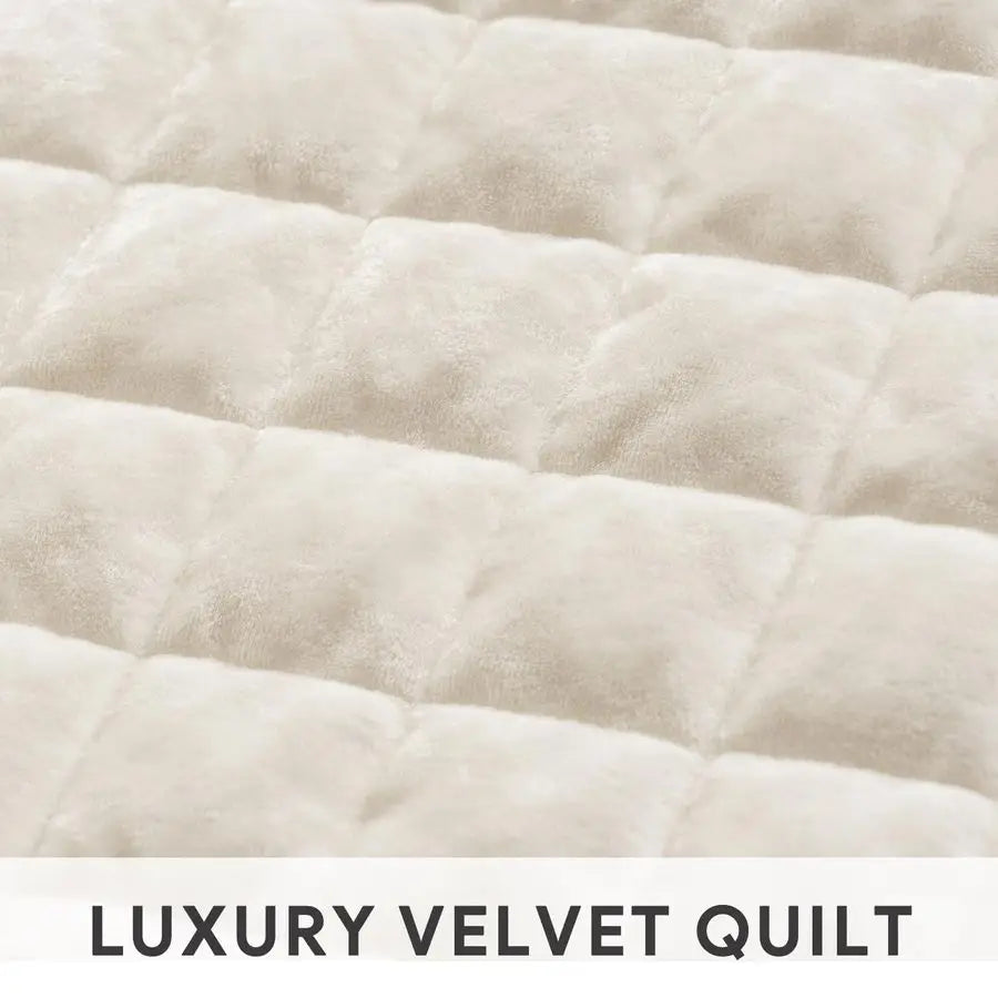 Luxury Velvet Quilt Set King Size, Lightweight Velvet Comforter Set, Oversized Bedspread Coverlet Quilted Bedding Set, with 2 Ma