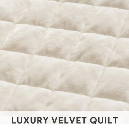 Luxury Velvet Quilt Set King Size, Lightweight Velvet Comforter Set, Oversized Bedspread Coverlet Quilted Bedding Set, with 2 Ma