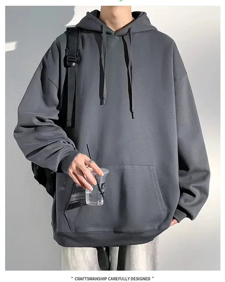 400G Heavy-duty Velvet Autumn and Winter Hooded Sweater Multi-color Solid Color Simple and Thick Sports Hoodie for Men and Women