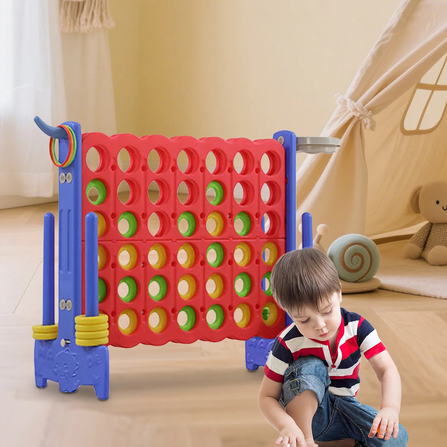 Connect 4 Jumbo Game Set 34.65x33.07in Jumbo 4-to-Score Yard Game Giant 4 Connect in A Row Game for Kids Adults and Family