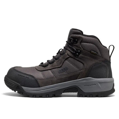 Utility Mens Skokie Hiker Style Mid Height Composite Toe 90 Degree Waterproof Work Boots, Magnet Black, 13 EE