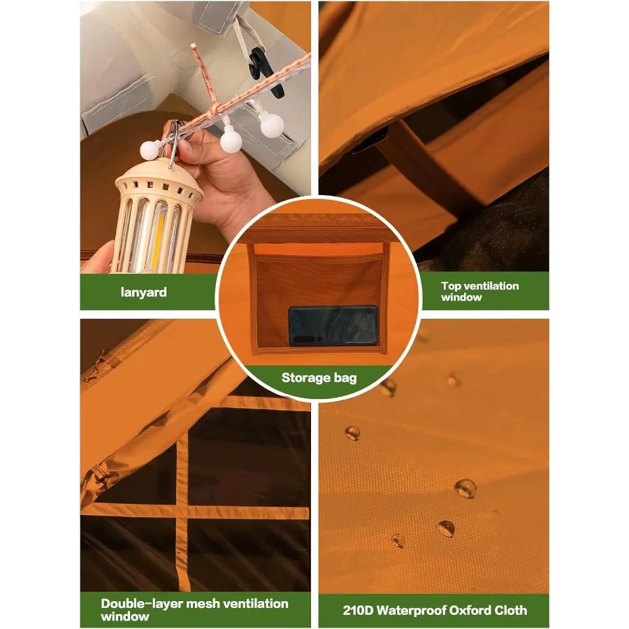 Inflatable Camping Tent 2 4 6 8 Person Glamping Inflatable Tents for Camping 2025 Update Zipper Door Easy Setup Blow Up Tents B