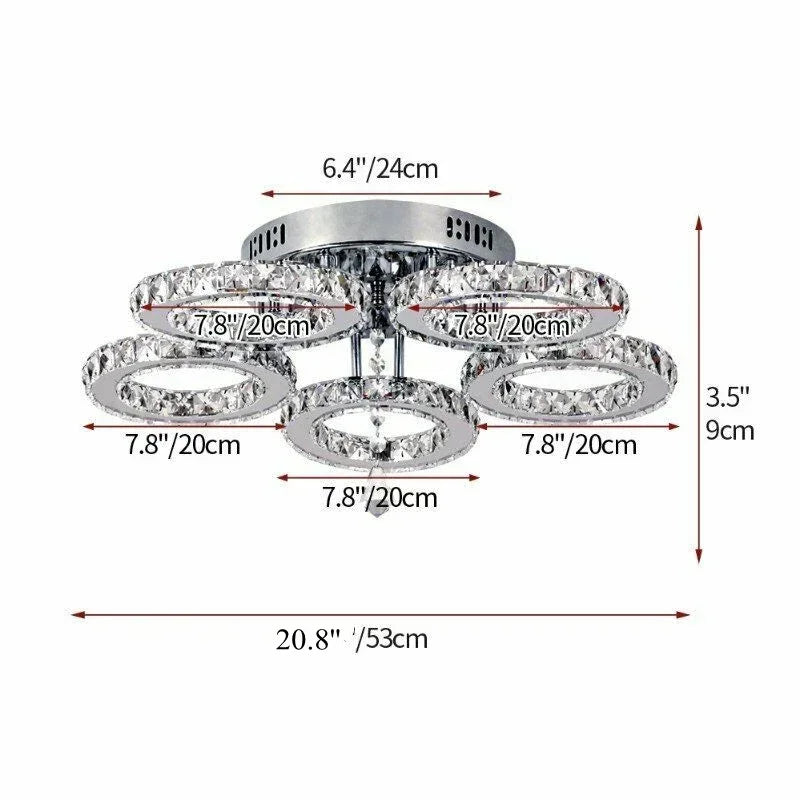 LED Lustre Chrome Crystal Ceiling Chandelier Creative Circular Restaurant Dining Room Bedroom Pendant Light Modern Home Decor