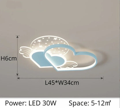 Creative Cartoon Ceiling Lamp Living Room Children's Bedroom Boy Girl Pink Love Wings Chandelier Warm Romantic Room Decor Light