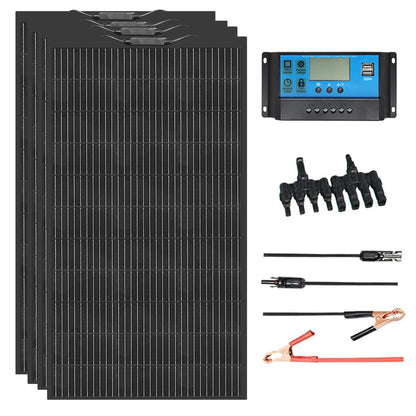 12V Flexible Solar Panel Kit 240W 360w 480W 600W 720W Charge Controller Cable for Battery RV Trailer Boat Cabin Caravan Truck