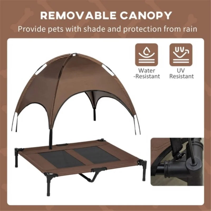 Outdoor Pet Cot Canopy Waterproof Sunproof Dog Bed Durable Steel Frame Folding Camping Pet Tent Portable Dog Cat Awning Tent