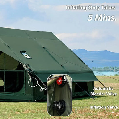 Inflatable Camping Tent with Hand Pump Waterproof Outdoor Blow up Tent 28 Person Ox 4 Season Glamping Air Tent Cabin House with
