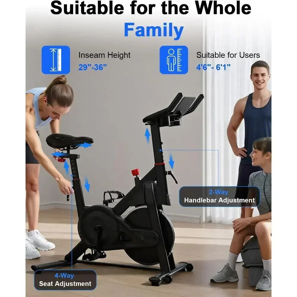 Quiet Spin Bike with 300LB Capacity, LCD Monitor, and Cup Holder for Home Gym