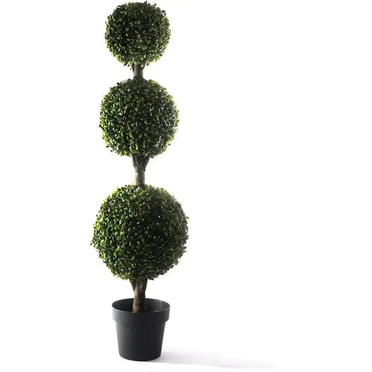 4-Foot Artificial Boxwood Ball Tree, Durable Outdoor Plant, UV and Water Resistant, Perfect for Patio or Porch Decor