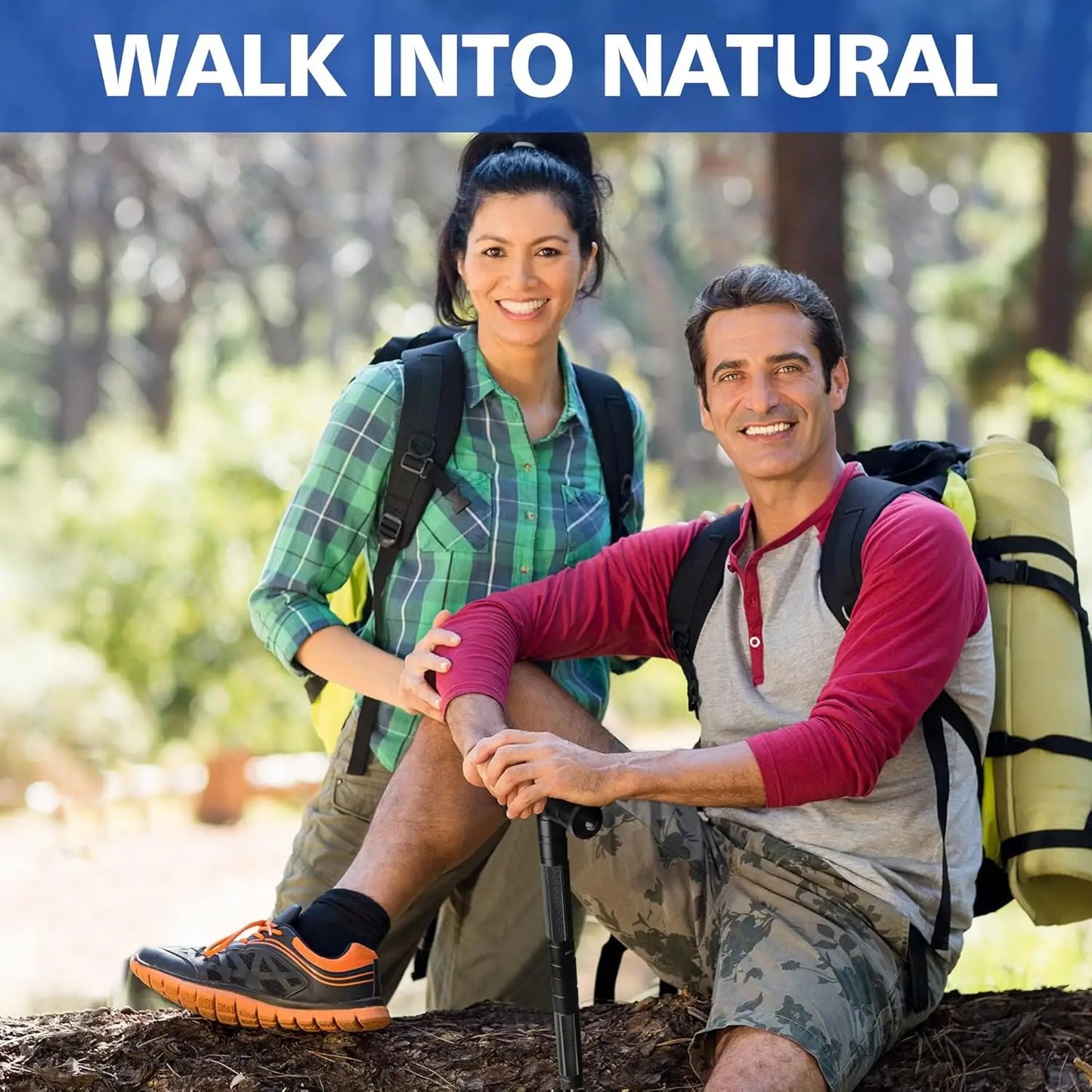 G2 Tactical Stick Hiking Walking Staff - Trekking Poles Outdoor Adjustable Hiking Stick for Camping Hiking 5 Tubes Gray