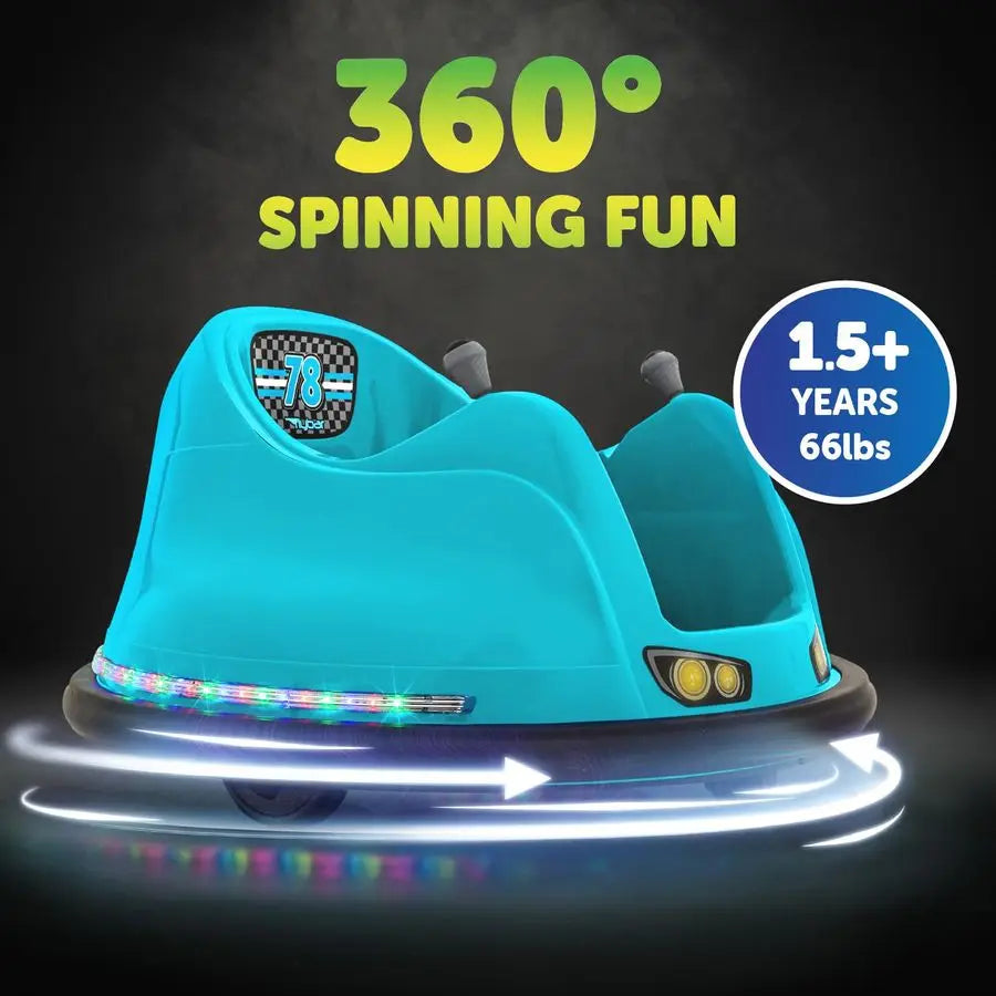 FunPark 6V Bumper Car 360 Electric RideOn Toy with LED Lights, Safety Seat Belt, Soft Bumpers Indoor amp Outdoor Bumper Car for