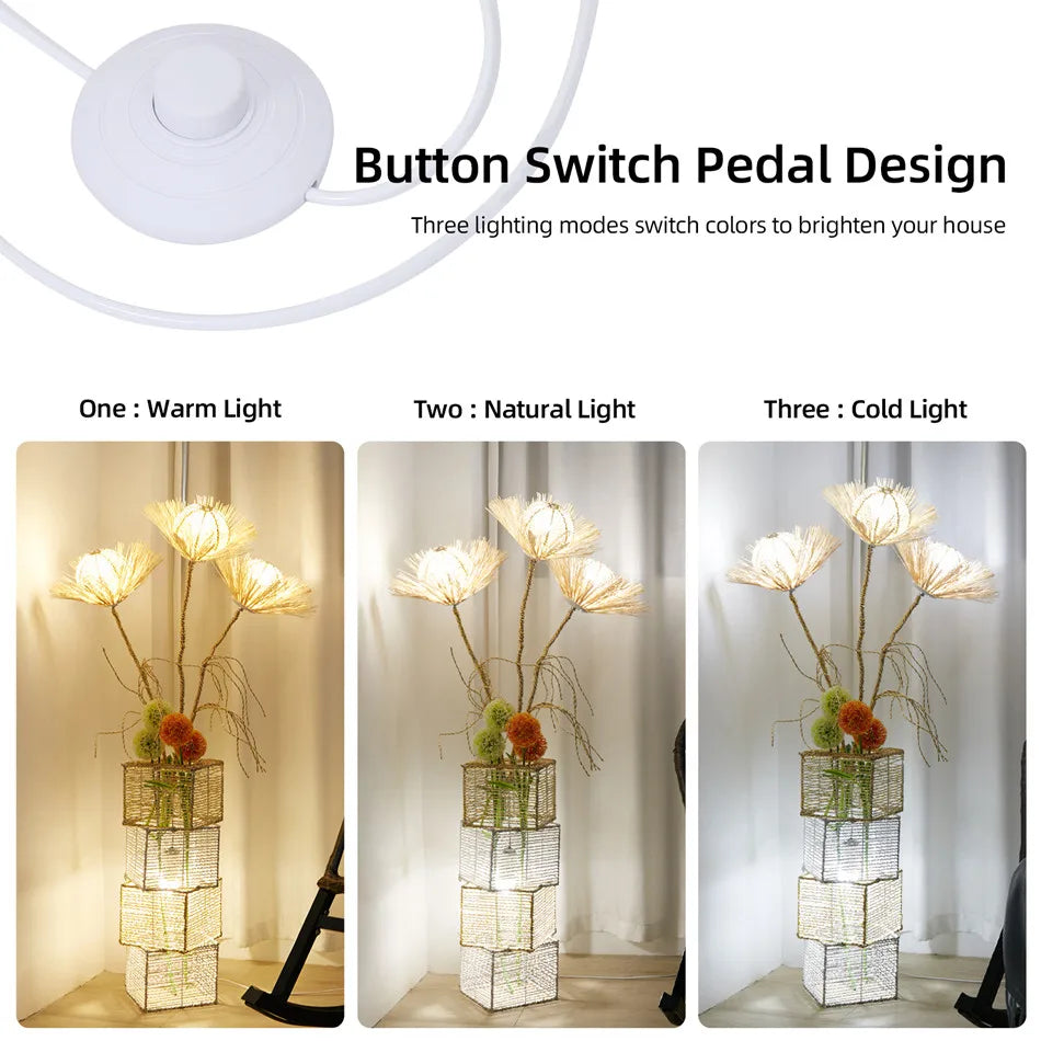 LUVODI Dimmable Floor Lamp with Shelves Modern Standing Lamp with Shade Creative Design LED Rattan Light Tree Lantern