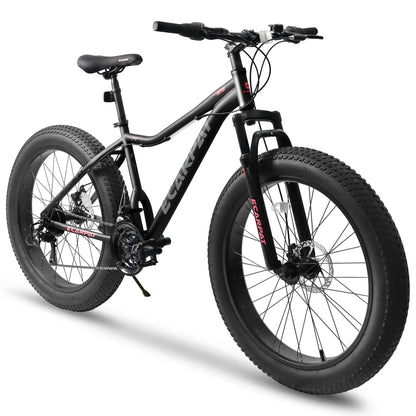 Ecarpat 26 Inch Mountain Bike, 4-Inch Wide Fat Tire Snow Mountain Bikes, 21 Speed for Men Women Bicycles, Steel Frame Disc Brake