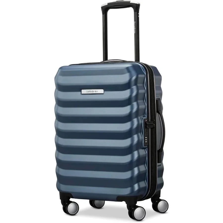 Hard-Sided 20 and 24 Inch 2-Piece Lightweight Checked Large Expandable Element Suitcase Set: Durable, 360° Spinner Wheels, Adju