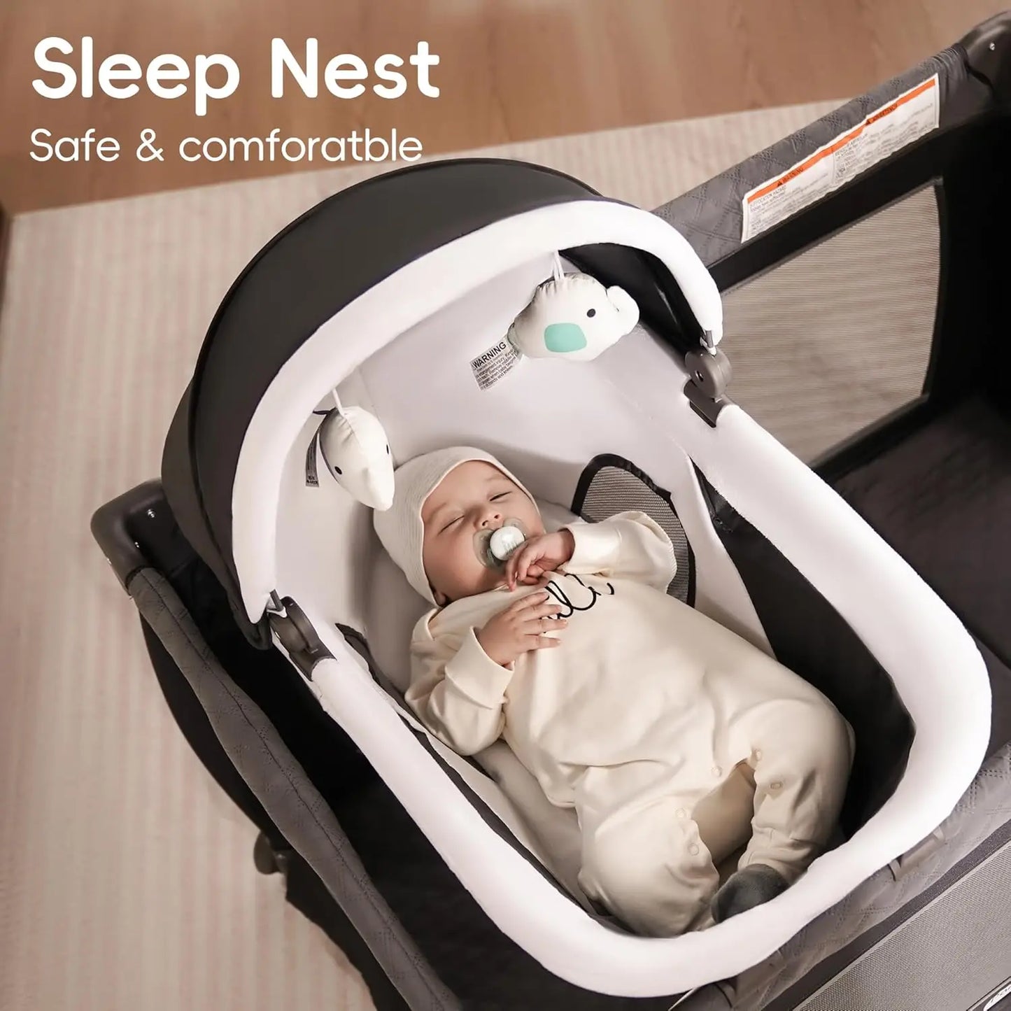 Playard Portable Playard Foldable Playpen for Baby and Toddler Portable Crib Mattress Diaper Changer for Newborn (Grey)
