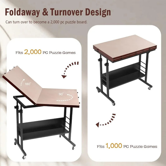 2000 Piece Foldable Puzzle Board with Height Adjustment Jigsaw Puzzle Table with 2 Felt Cover and 8 Sorting Trays Drawers Puzzl