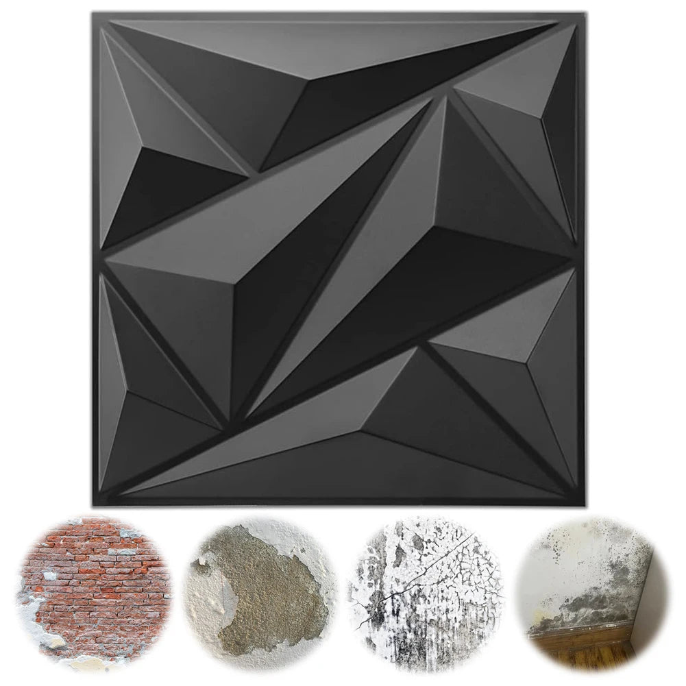 50/100Pcs Mural Tile Panel Mold 30x30cm Self-Adhesive Tile 3D Wall Sticker Black/White for Living Room Gaming Room TV Background