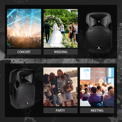 Party 12 12-Inch 1000 Watts 2-Way Powered PA Speaker System Combo Set with Bluetooth/USB Drive Read Function/SD Card Rea